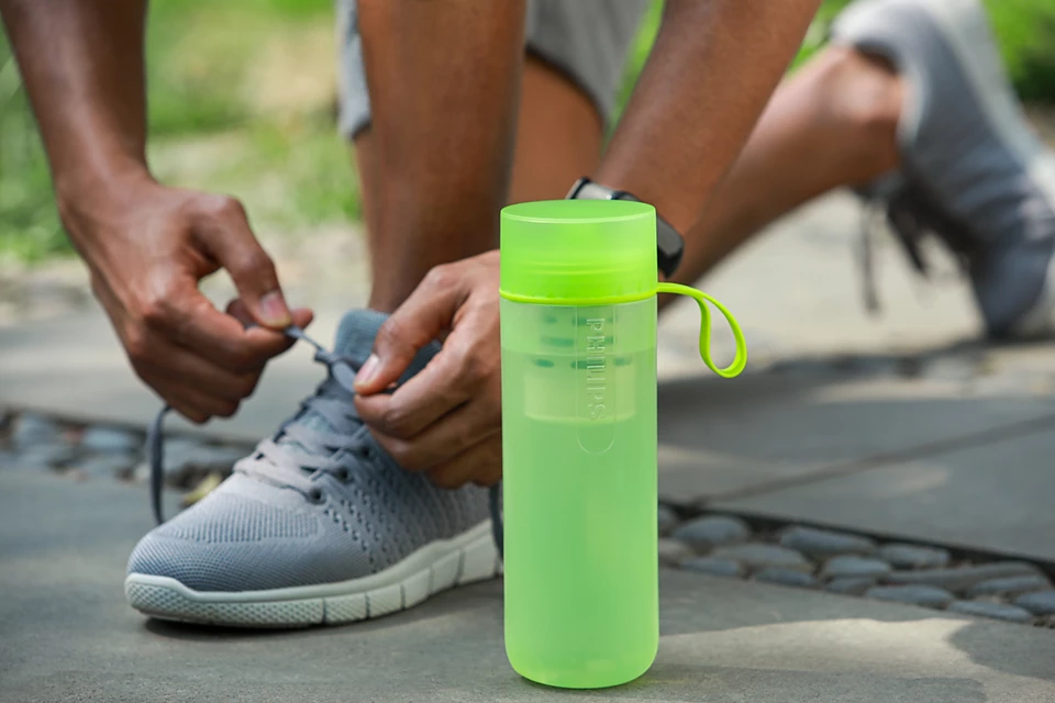 Botella con filtro de agua Philips GoZero Lima 590ml Fitness