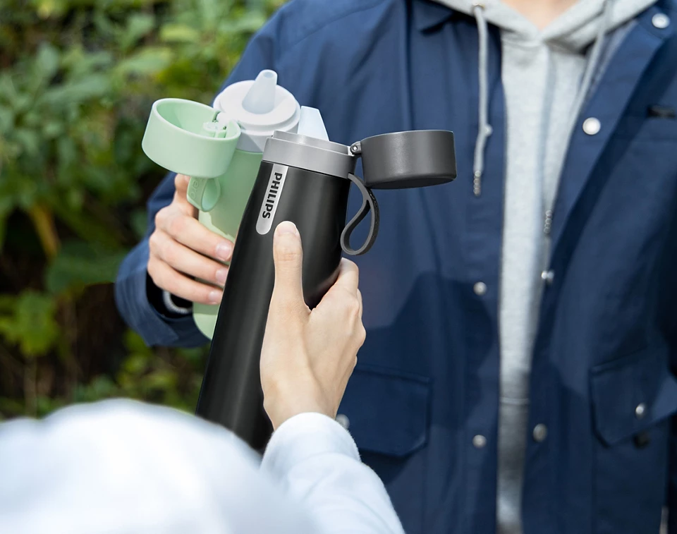 Botella termica con filtro de agua Philips GoZero Gris 550ml